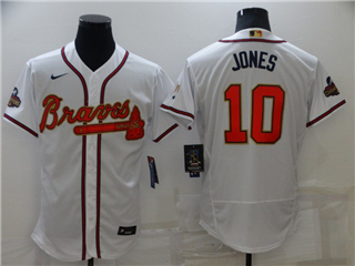 Atlanta Braves #10 Chipper Jones White 2022 Gold Program Flex Base Jersey