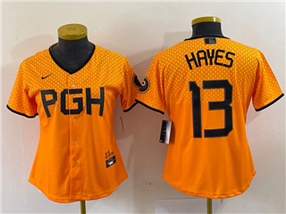 Pittsburgh Pirates #13 Ke'Bryan Hayes Women's Gold 2023 City Connect Jersey