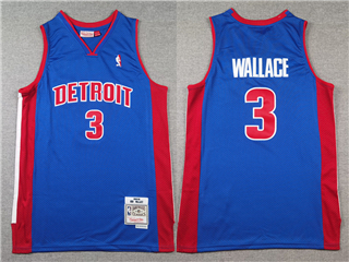 Detroit Pistons #3 Ben Wallace 2003-04 Blue Hardwood Classics Jersey