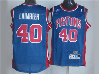 Detroit Pistons #40 Bill Laimbeer Blue Hardwood Classics Jersey