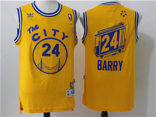 Golden State Warriors #24 Rick Barry Gold The City Hardwood Classic Jersey