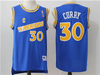 Golden State Warriors #30 Stephen Curry Throwback Blue Jersey