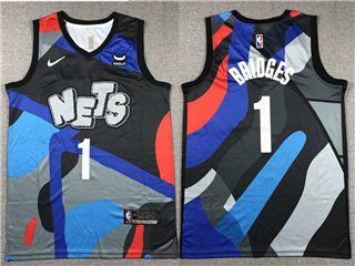 Brooklyn Nets #1 Mikal Bridges 2023-24 Black City Edition Swingman Jersey