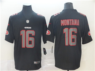 San Francisco 49ers #16 Joe Montana Black Vapor Impact Limited Jersey