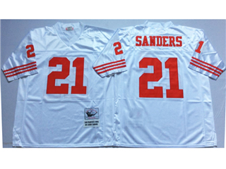 San Francisco 49ers #21 Deion Sanders Throwback White Jersey