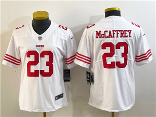 San Francisco 49ers #23 Christian McCaffrey Women's 2022 White Vapor Limited Jersey