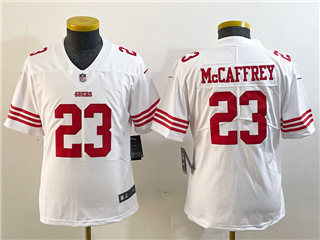 San Francisco 49ers #23 Christian McCaffrey Youth 2022 White Vapor Limited Jersey