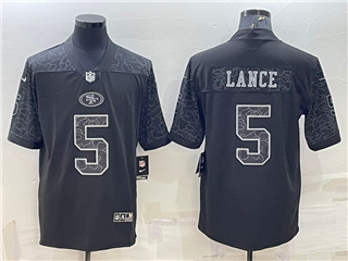 San Francisco 49ers #5 Trey Lance Black RFLCTV Limited Jersey