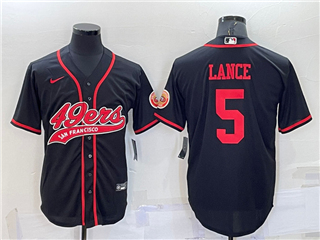 San Francisco 49ers #5 Trey Lance Black Baseball Cool Base Jersey