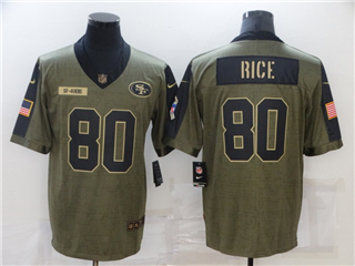 San Francisco 49ers #80 Jerry Rice 2021 Olive Salute To Service Limited Jersey