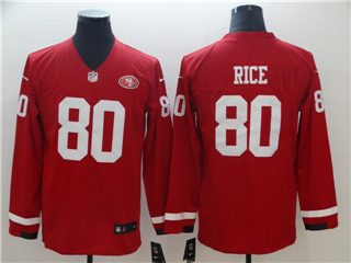 San Francisco 49ers #80 Jerry Rice Red Therma Long Sleeve Jersey