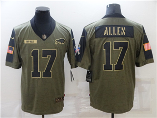 Buffalo Bills #17 Josh Allen 2021 Olive Salute To Service Limited Jersey