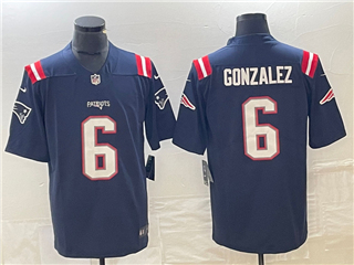 New England Patriots #6 Christian Gonzalez Navy Vapor Limited Jersey