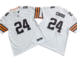 Cleveland Browns #24 Nick Chubb White Vapor F.U.S.E. Limited Jersey