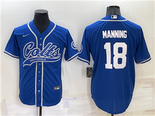 Indianapolis Colts #18 Peyton Manning Blue Baseball Cool Base Jersey