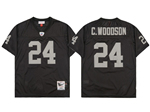 Oakland Raiders #24 Charles Woodson 2002 Throwback Black Jersey