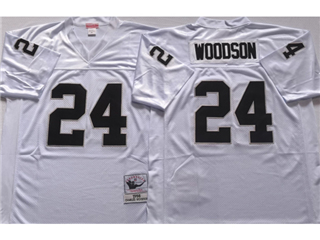 Oakland Raiders #24 Charles Woodson 1998 Throwback White Jersey