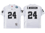 Oakland Raiders #24 Charles Woodson 2002 Throwback White Jersey