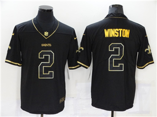 New Orleans Saints #2 Jameis Winston Black Gold Vapor Limited Jersey