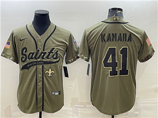 New Orleans Saints #41 Alvin Kamara Olive Salute To Service Baseball Jersey