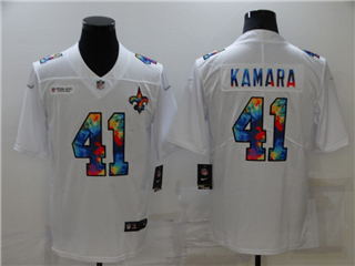 New Orleans Saints #41 Alvin Kamara White Rainbow Vapor Limited Jersey