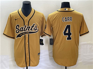 New Orleans Saints #4 Derek Carr Gold Baseball Cool Base Jersey