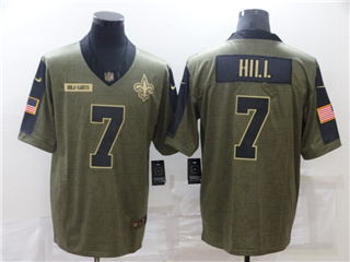 New Orleans Saints #7 Taysom Hill 2021 Olive Salute To Service Limited Jersey