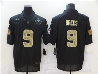 New Orleans Saints #9 Drew Brees 2020 Black Camo Salute To Service Limited Jersey