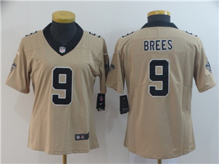 New Orleans Saints #9 Drew Brees Women's Gold Inverted Limited Jersey