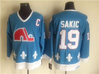 Quebec Nordiques #19 Joe Sakic 1990's CCM Vintage Light Blue Jersey