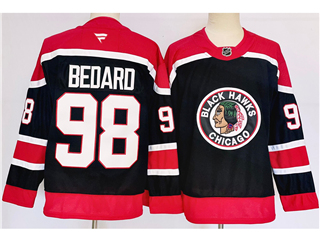 Chicago Blackhawks #98 Connor Bedard Black Reverse Retro Jersey