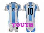 Argentina 2024 Youth Home Blue/White Soccer Jersey with #10 Messi printing