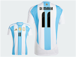 Argentina 2024 Home Blue/White Soccer Jersey with #11 di Maria Printing