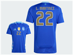 Argentina 2024 Away Blue Soccer Jersey with #22 L.Martinez Printing