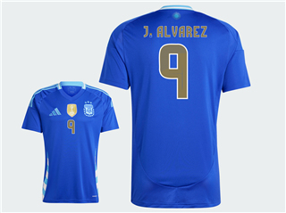 Argentina 2024 Away Blue Soccer Jersey with #9 J.Alvarez printing