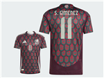 Mexico 2024 Home Dark Red Soccer Jersey with #11 S.GIMENEZ Printing