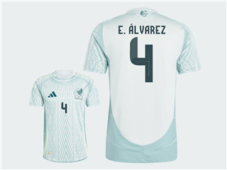 Mexico 2024 Away Light Gray Soccer Jersey with #4 E.ALVAREZ Printing