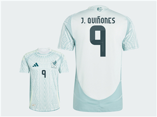 Mexico 2024 Away Light Gray Soccer Jersey with #9 J.QUINONES Printing