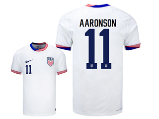 USA 2024 Home White Soccer Jersey with #11 Aaronson Printing